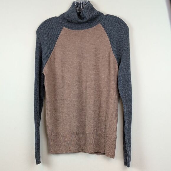 Pendleton Merino Wool Ragland Turtleneck Sweater Camel Gray Size L - Picture 9 of 9